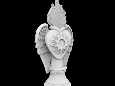 Sacred Heart with Flaming Wings Statue 3D Принт Модель