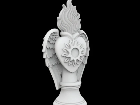 Statua del Sacro Cuore con ali fiammeggianti Modello di stampa 3D