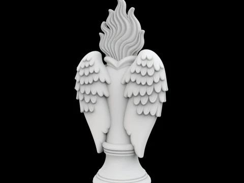 Est&aacute;tua do Sagrado Cora&ccedil;&atilde;o com Asas Flamejantes Modelo de Impressão 3D