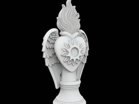 Est&aacute;tua do Sagrado Cora&ccedil;&atilde;o com Asas Flamejantes Modelo de Impressão 3D