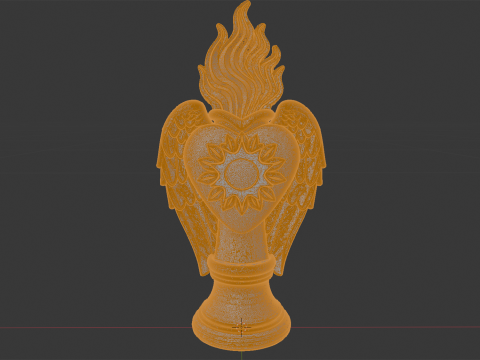 Sacred Heart with Flaming Wings Statue 3D Print Model