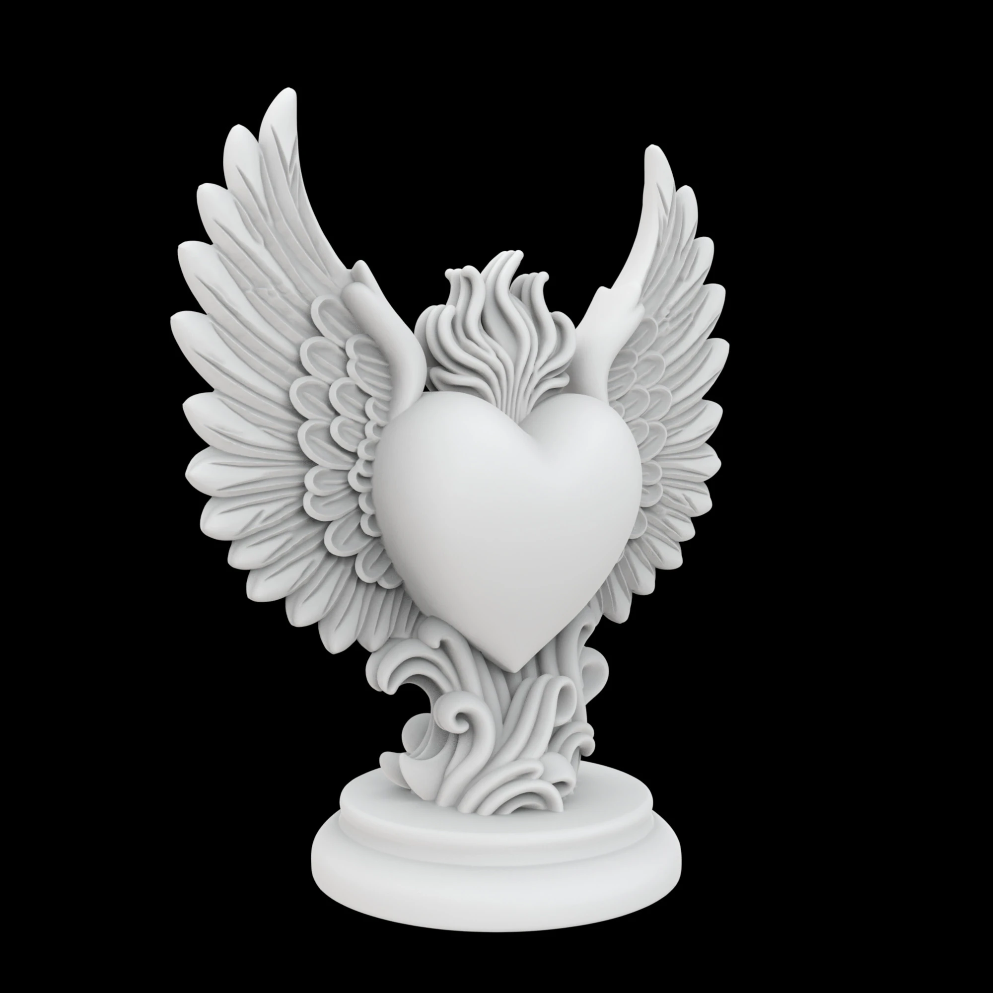 Sacred Heart with Stylized Wings Statue 3D Printable Model 3D Print Model .c4d .max .obj .3ds .fbx .stl .blend 