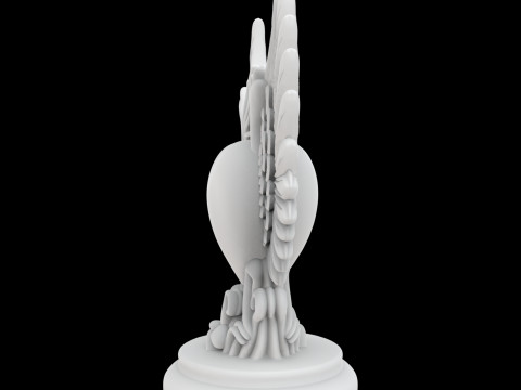 Sacred Heart with Stylized Wings Statue 3D Printable Model Modèles 3D en vedette