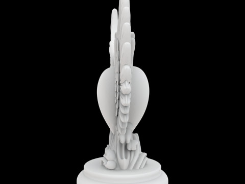 Sacred Heart with Stylized Wings Statue 3D Printable Model Modèles 3D en vedette