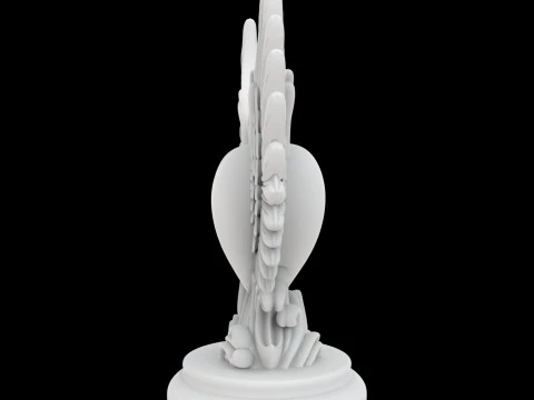 Sacred Heart with Stylized Wings Statue 3D Printable Model 3D Print Model