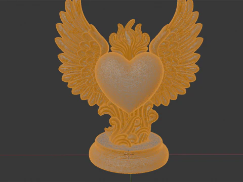 Sacred Heart with Stylized Wings Statue 3D Printable Model 3D Print Model