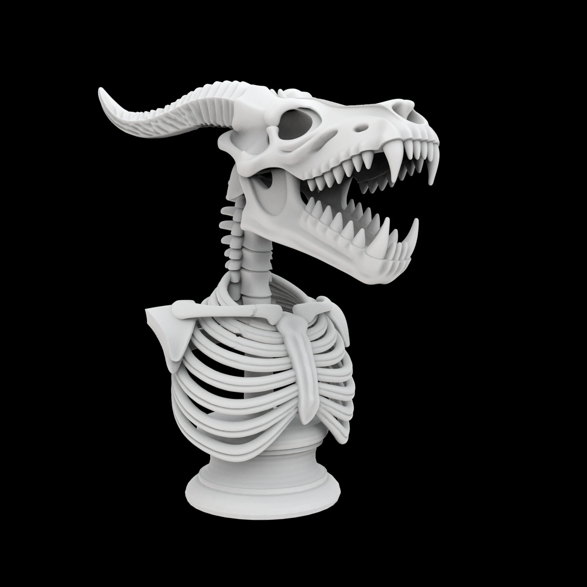 Skeleton Dragon Skull Bust 3D Printable Model 3D Print Model .c4d .max .obj .3ds .fbx .stl .blend