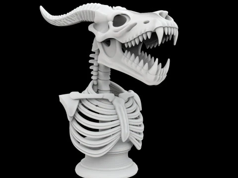 स्केलेटन ड्रैगन स्कल बस्ट 3डी प्रिंट करने योग्य मॉडल 3D प्रिंट मॉडल