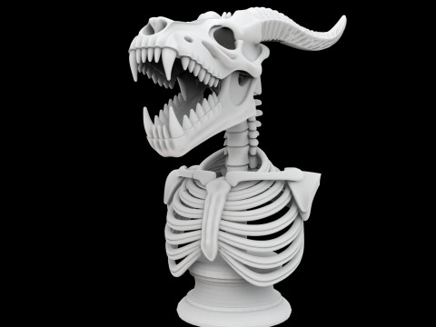 Skeleton Dragon Skull Bust 3D Printable Model Model do druku 3D