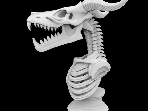 Skeleton Dragon Skull Bust 3D Printable Model 3D Print Model