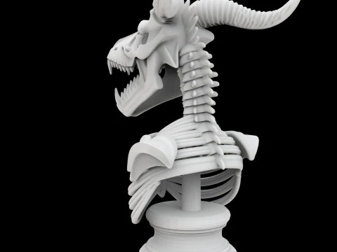 Skeleton Dragon Skull Bust 3D Printable Model 3D Print Model