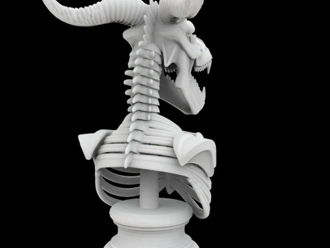 Skeleton Dragon Skull Bust 3D Printable Model 3D Print Model