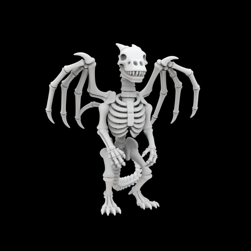 Skeleton Dragon Standing Pose 3D Printable Model Model Cetak 3D .c4d .max .obj .3ds .fbx .stl .blend 