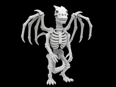 Skeleton Dragon Standing Pose 3D Printable Model 3D Print Model