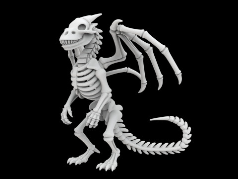 Skeleton Dragon Standing Pose 3D Printable Model Model Cetak 3D