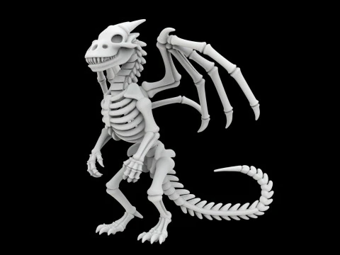 Skeleton Dragon Standing Pose 3D Printable Model 3D Print Model