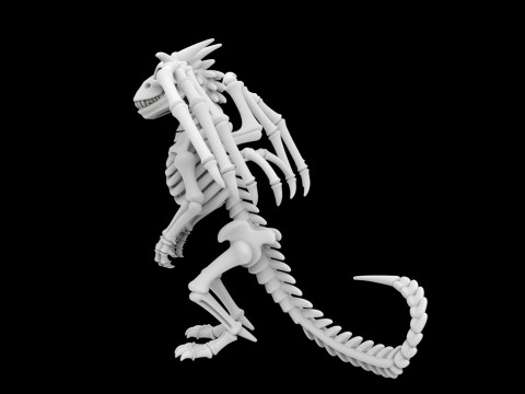 Skeleton Dragon Standing Pose 3D Printable Model Model Cetak 3D