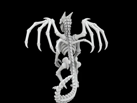 Skeleton Dragon Standing Pose 3D Printable Model 3D Print Model