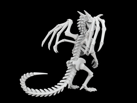 Skeleton Dragon Standing Pose 3D Printable Model Model Cetak 3D