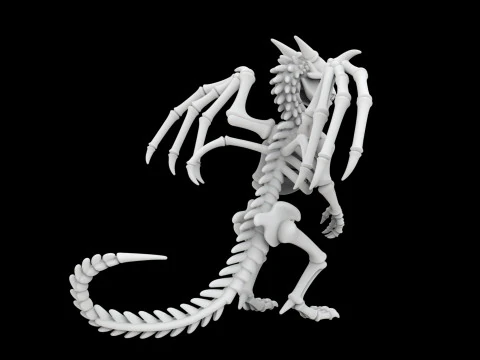 Skeleton Dragon Standing Pose 3D Printable Model 3D Print Model