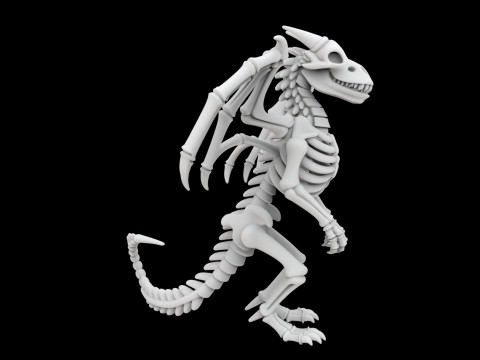 Skeleton Dragon Standing Pose 3D Printable Model Model Cetak 3D