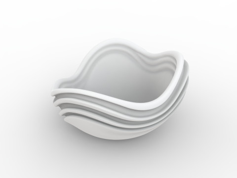 Abstract Wave Bowl 3D Printable Model- 3D Baskı Modeli