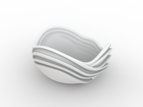 Abstract Wave Bowl 3D Printable Model- 3Dプリントモデル