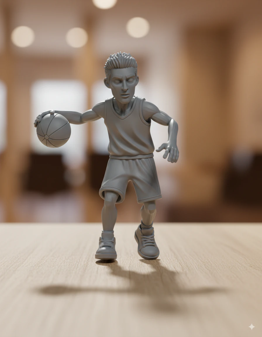 Basketball Player Cartoon Character 3D Printable M 3D Print Model .c4d .max .obj .3ds .fbx .stl .blend