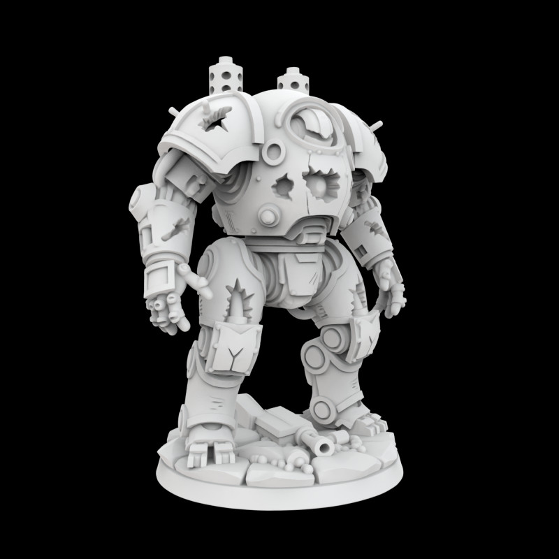 Battle Damaged Robot Mech 3D Printable Model 3D Baskı Modeli .c4d .max .obj .3ds .fbx .stl .blend 