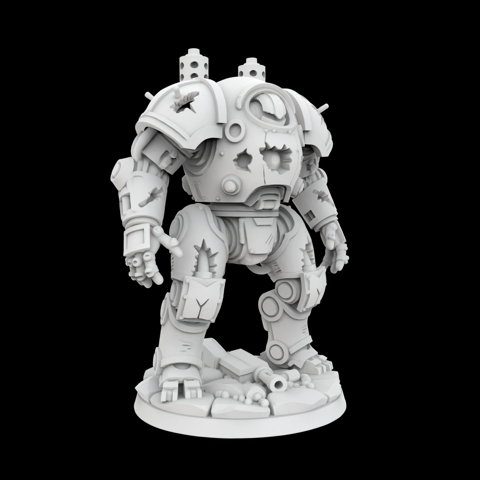 Battle Damaged Robot Mech 3D Printable Model 3D Print Model .c4d .max .obj .3ds .fbx .stl .blend 