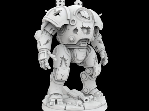 Battle Damaged Robot Mech 3D Printable Model Model Cetak 3D