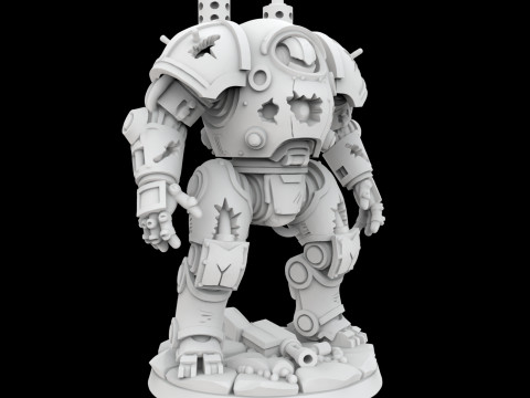 Battle Damaged Robot Mech 3D Printable Model 3D Baskı Modeli