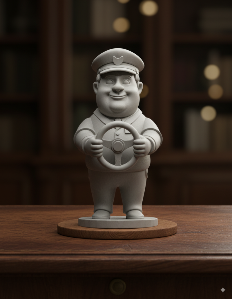 Bus Driver Cartoon Character 3D Printable Model 3D 打印模型 .c4d .max .obj .3ds .fbx .stl .blend 