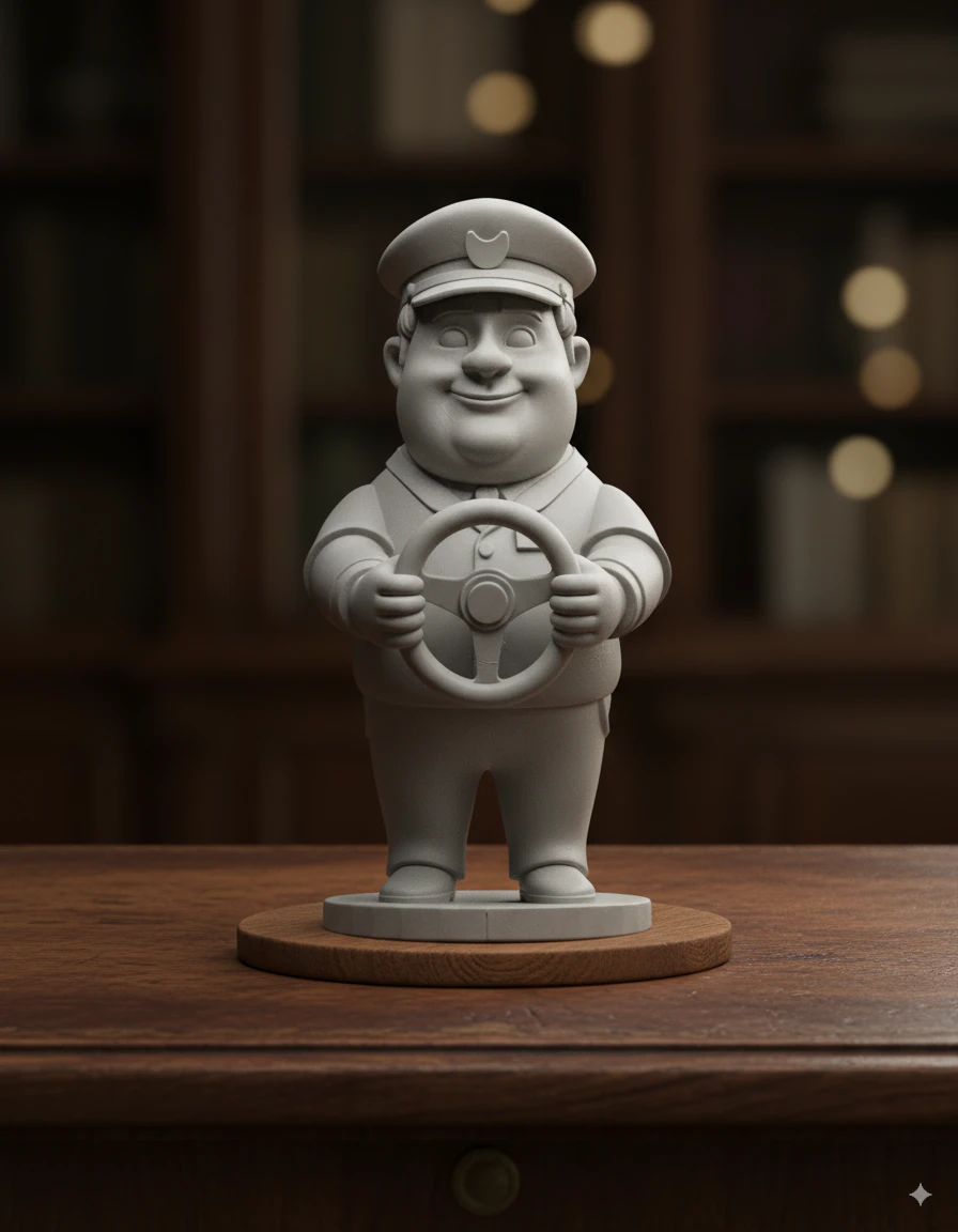 Bus Driver Cartoon Character 3D Printable Model 3D Print Model .c4d .max .obj .3ds .fbx .stl .blend