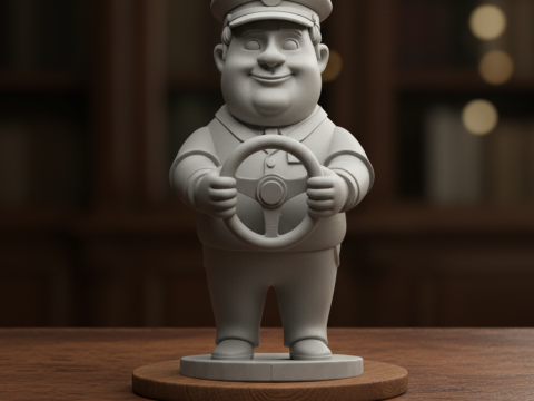 Bus Driver Cartoon Character 3D Printable Model 3D 打印模型