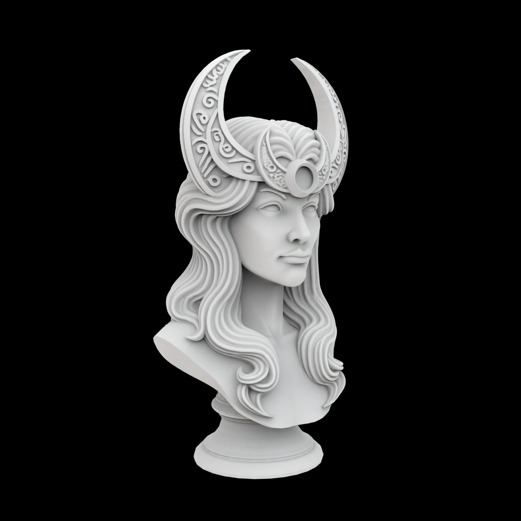 Celestial Moon Goddess Bust 3D Printable Model 3D Print Model .c4d .max .obj .3ds .fbx .stl .blend