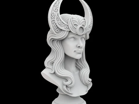 Modelo para impress&atilde;o 3D do busto da Deusa da Lua Celestial Modelo de Impressão 3D