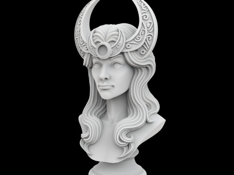 Celestial Moon Goddess Bust 3D Printable Model 3Dプリントモデル