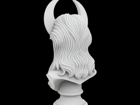 Celestial Moon Goddess Bust 3D Printable Model 3Dプリントモデル
