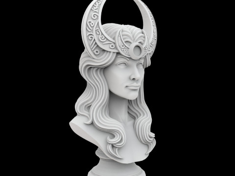 Celestial Moon Goddess Bust 3D Printable Model 3Dプリントモデル