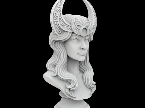 Celestial Moon Goddess Bust 3D Printable Model 3D Print Model