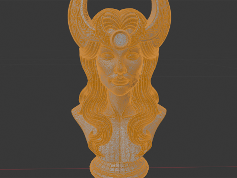 Celestial Moon Goddess Bust 3D Printable Model 3Dプリントモデル