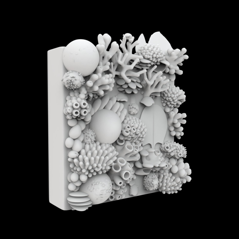 Coral Reef Wall Art Panel 3D Printable Model v- 3D 打印模型 .c4d .max .obj .3ds .fbx .stl .blend