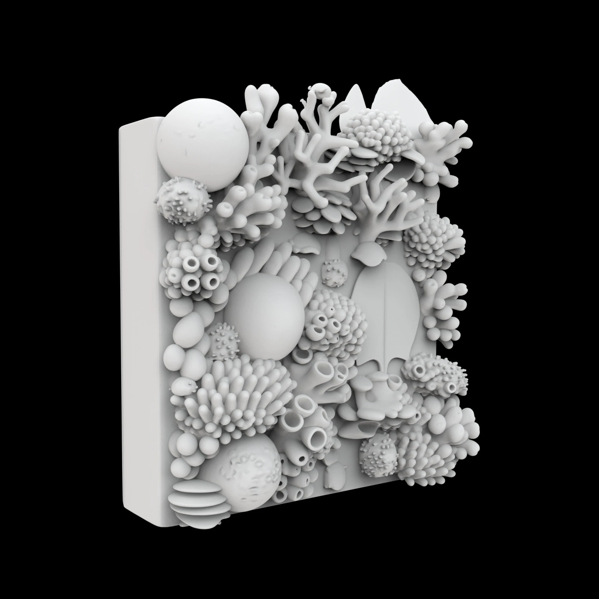 Coral Reef Wall Art Panel 3D Printable Model v- 3D Print Model .c4d .max .obj .3ds .fbx .stl .blend 