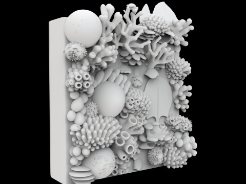 Coral Reef Wall Art Panel 3D Printable Model v- Model do druku 3D