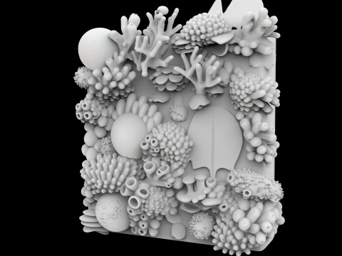 Coral Reef Wall Art Panel 3D Printable Model v- 3D 打印模型