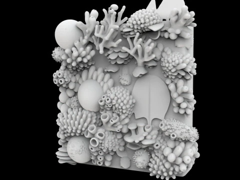 Coral Reef Wall Art Panel 3D Printable Model v- 3D Print Model