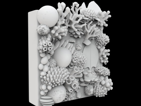 Coral Reef Wall Art Panel 3D Printable Model v- 3D 打印模型