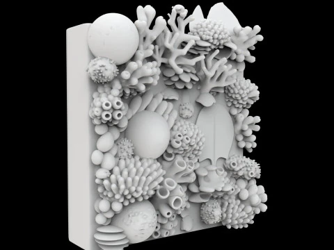 Coral Reef Wall Art Panel 3D Printable Model v- 3D Print Model