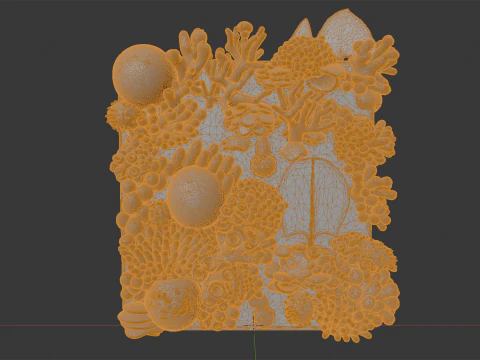 Coral Reef Wall Art Panel 3D Printable Model v- 3D Print Model